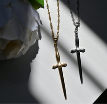 Load image into Gallery viewer, HEX APPEAL | Dagger Necklace in White Gold and 14K Gold