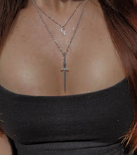 Load image into Gallery viewer, Silver Dagger Necklace Layered